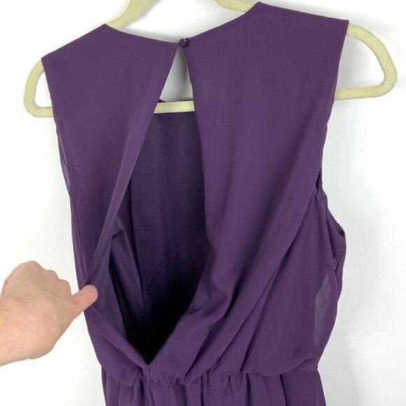 ASOS Purple Back Slit Front Twist Midi Dress Womens Size 10 Midi Shift Faux Wrap - Picture 4 of 7